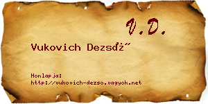 Vukovich Dezső névjegykártya